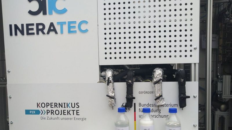 Das Bild zeigt das Modul für Fischer-Tropsch-Synthese des Power-to-Liquid-Containers aus dem Projekt P2X. 