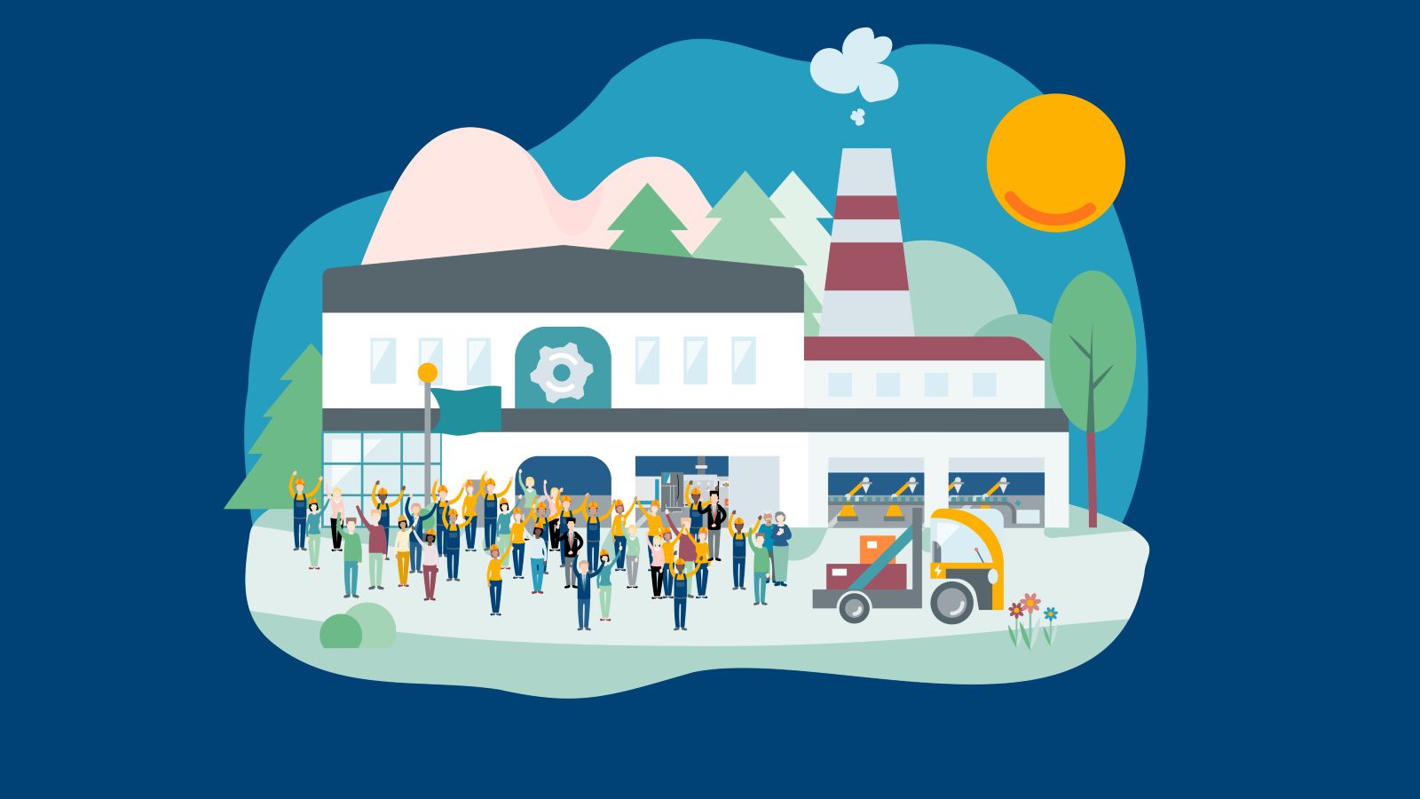 The image shows a still from the animated explainer video for the Kopernikus Project SynErgie.
