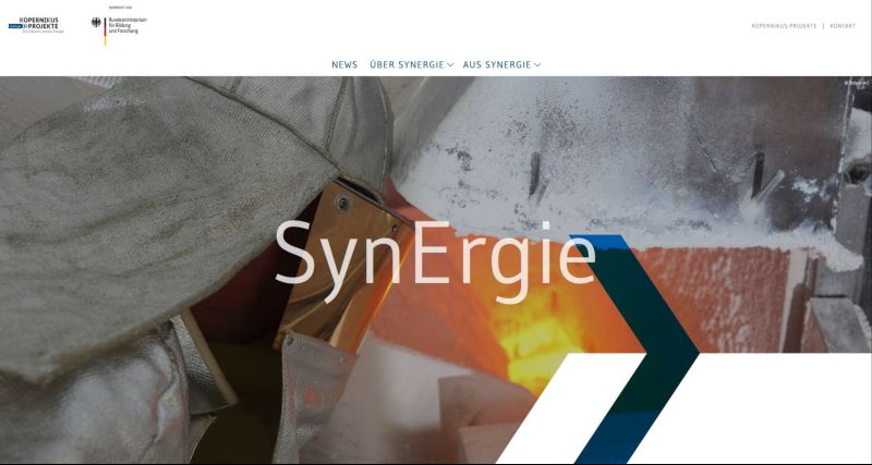 Das Bild zeigt einen Screenshot der SynErgie-Homepage