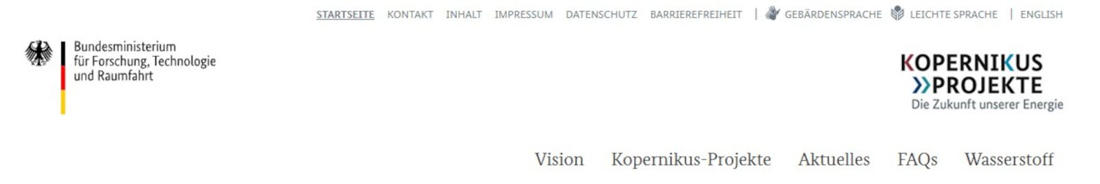 Hier ist ein Ausschnitt der Website zu sehen, nämlich der Kopf mit Menüleiste und eingebundenen Logos.