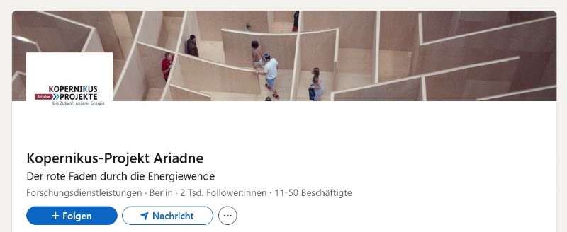 Das Bild zeigt den LinkedIn-Account von Ariadne.